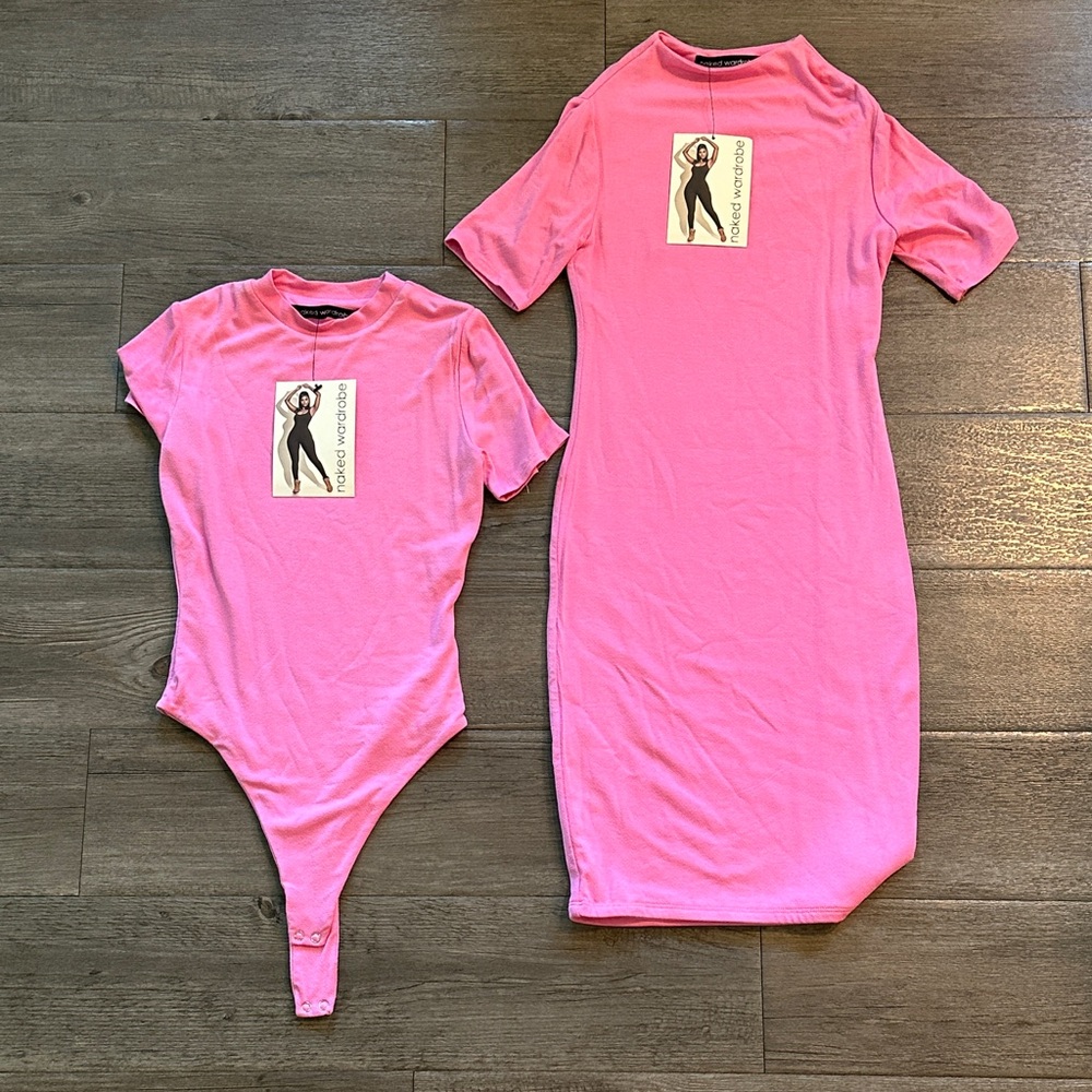 Naked Wardrobe Pink Bodysuit and Dress